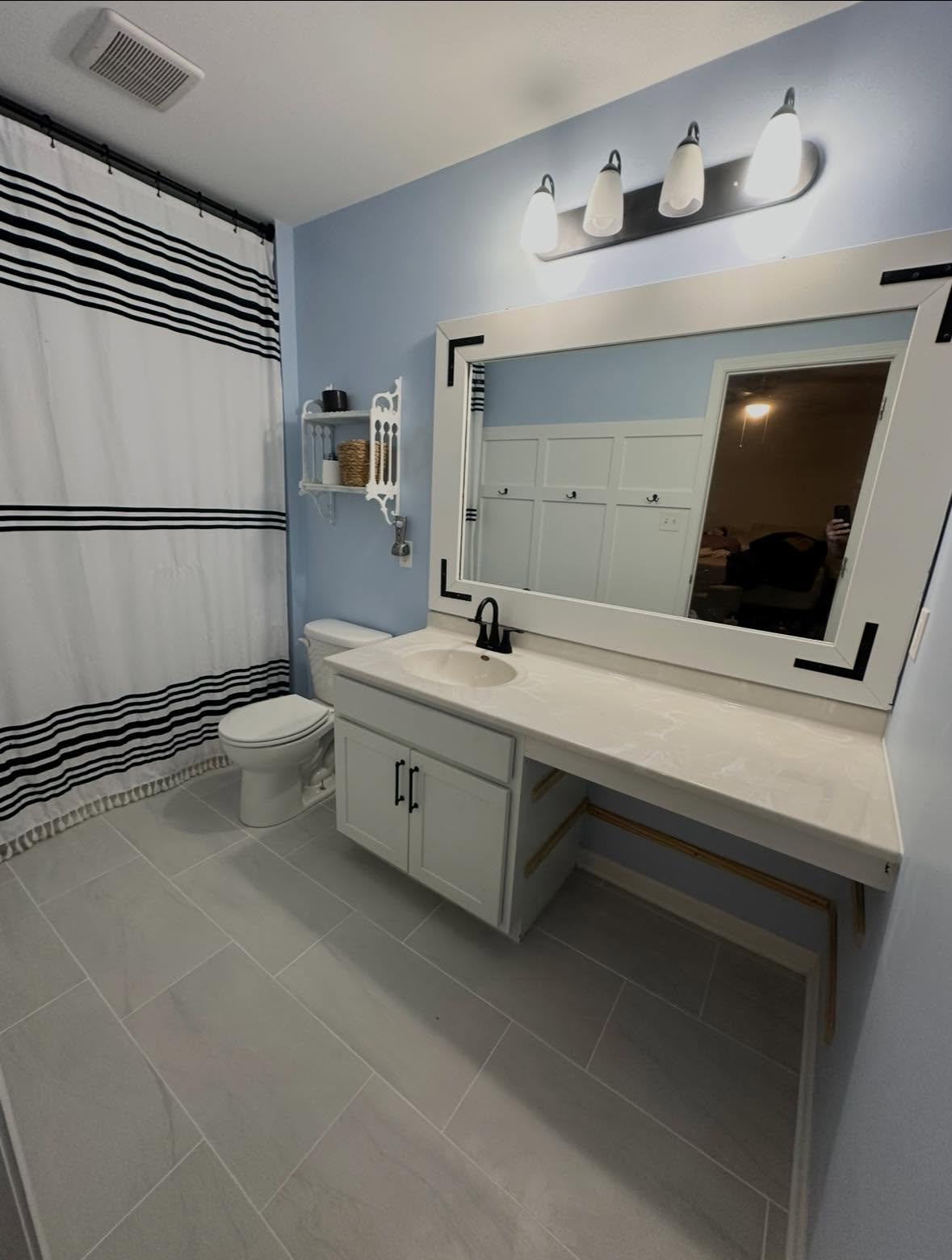 Bathroom remodel blue and white NWI