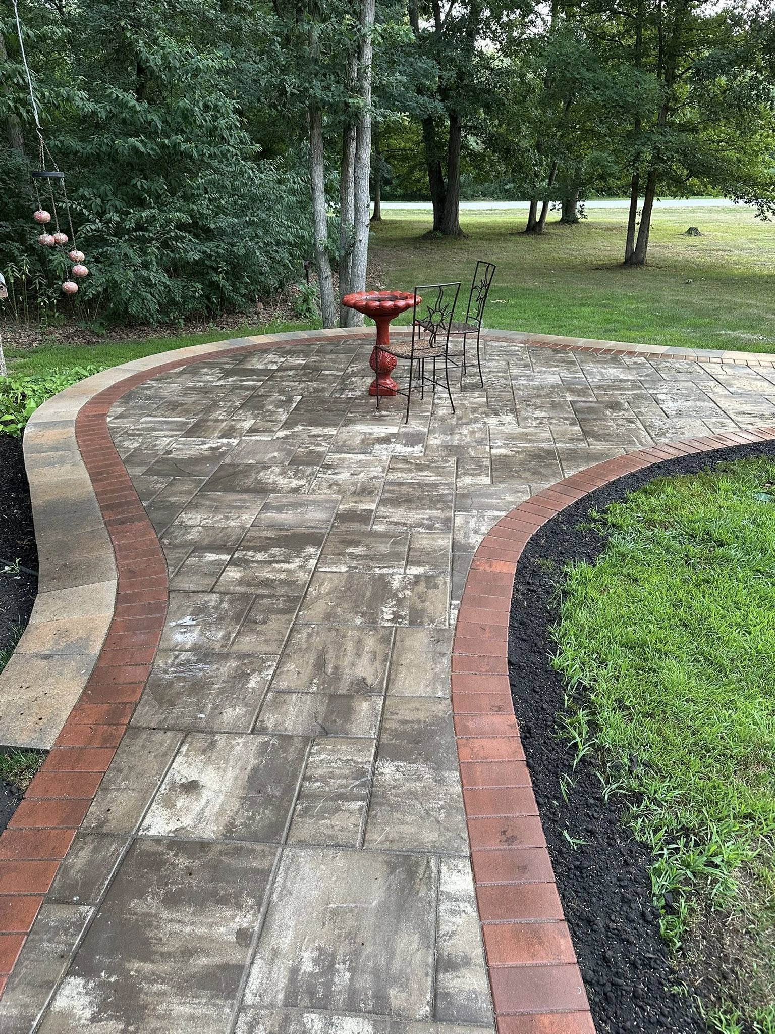 Custom brick patio with landscaping NWI contractor